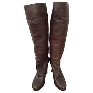 Stunning Michael Kors Dark brown leather knee high boots high heel size 8 1/2 M